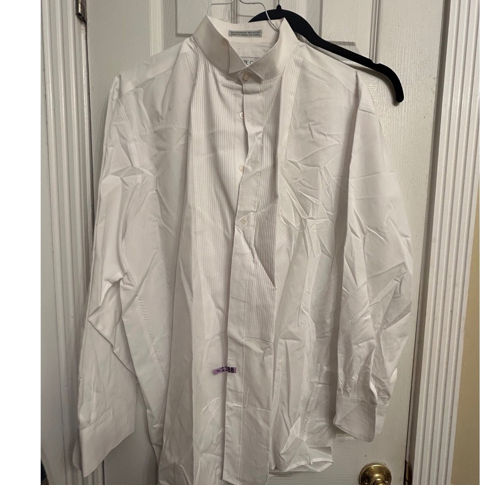 Monte Carlo Mens White Wing Tip Collar Pleated Bib Tuxedo Shirt 16.5 32/33